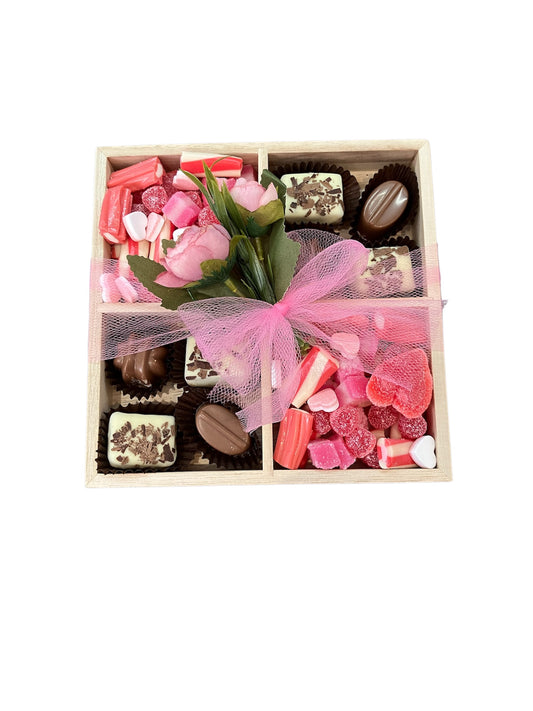 4 Section Wooden Milky chocolate and sweet tray
