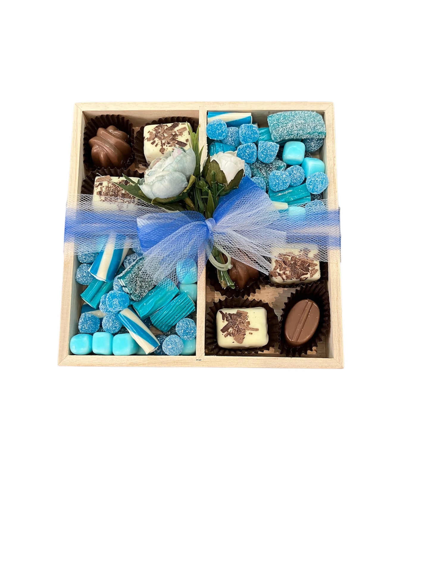 4 Section Wooden Milky chocolate and sweet tray