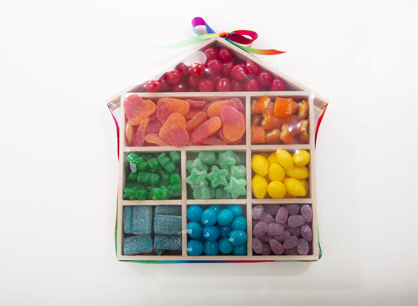 Personalised presentation tray containing pick 'n' mix and chocolate goodies.