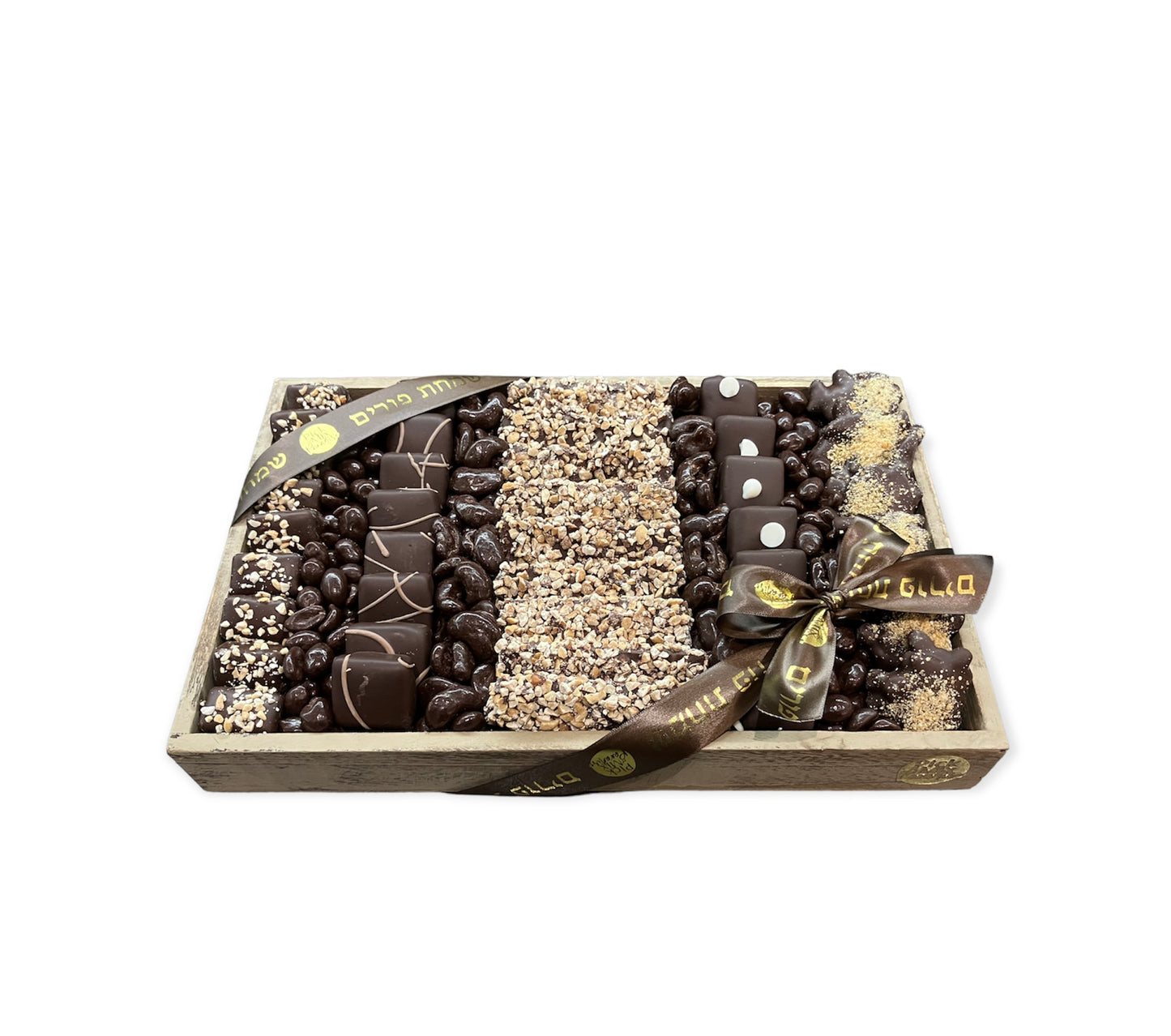 Personalised tray containing pick 'n' mix and chocolate goodies.