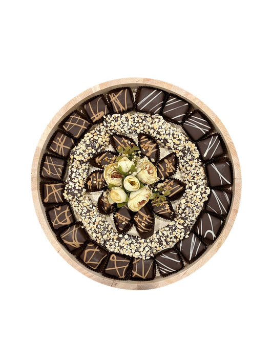 Large Round Wooden Chocolate Tray