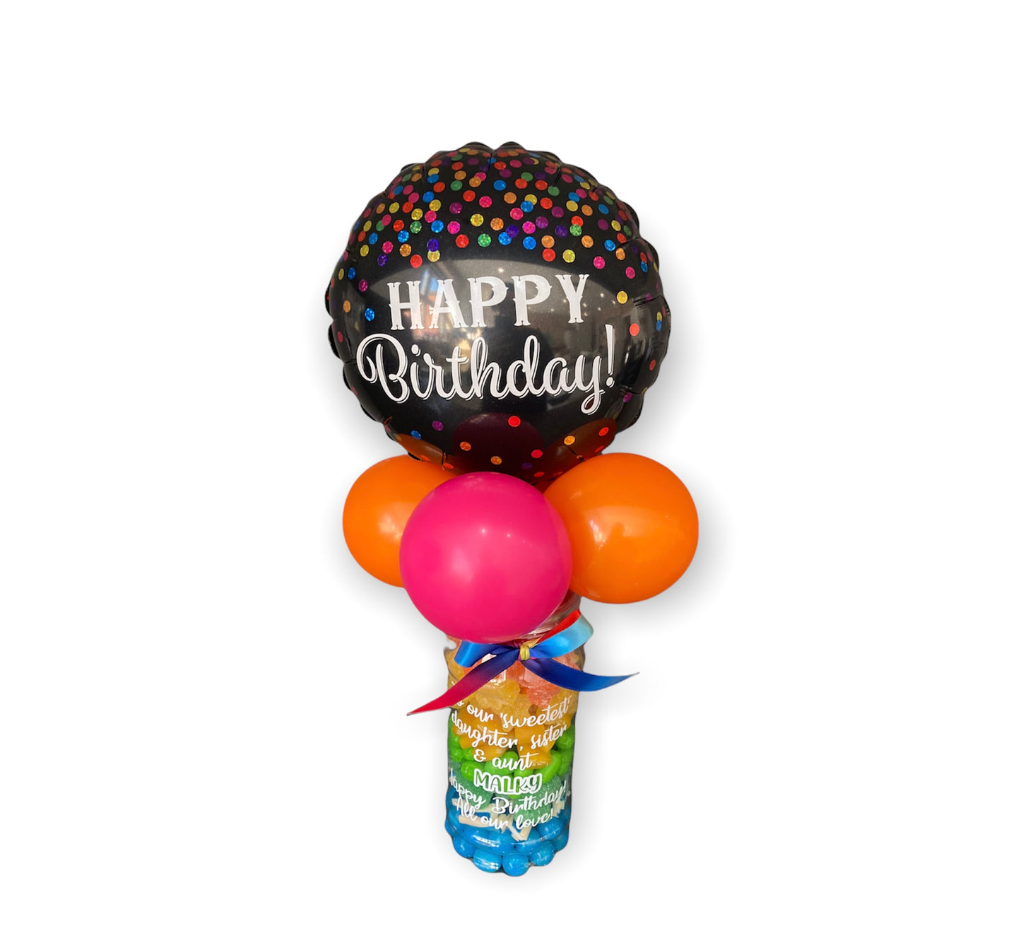 Personalised Sweet Jar with Birthday Balloon Topper