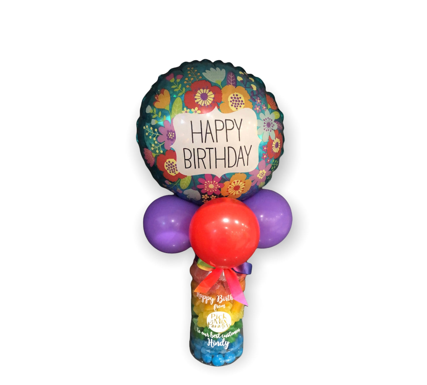 Personalised Sweet Jar with Birthday Balloon Topper