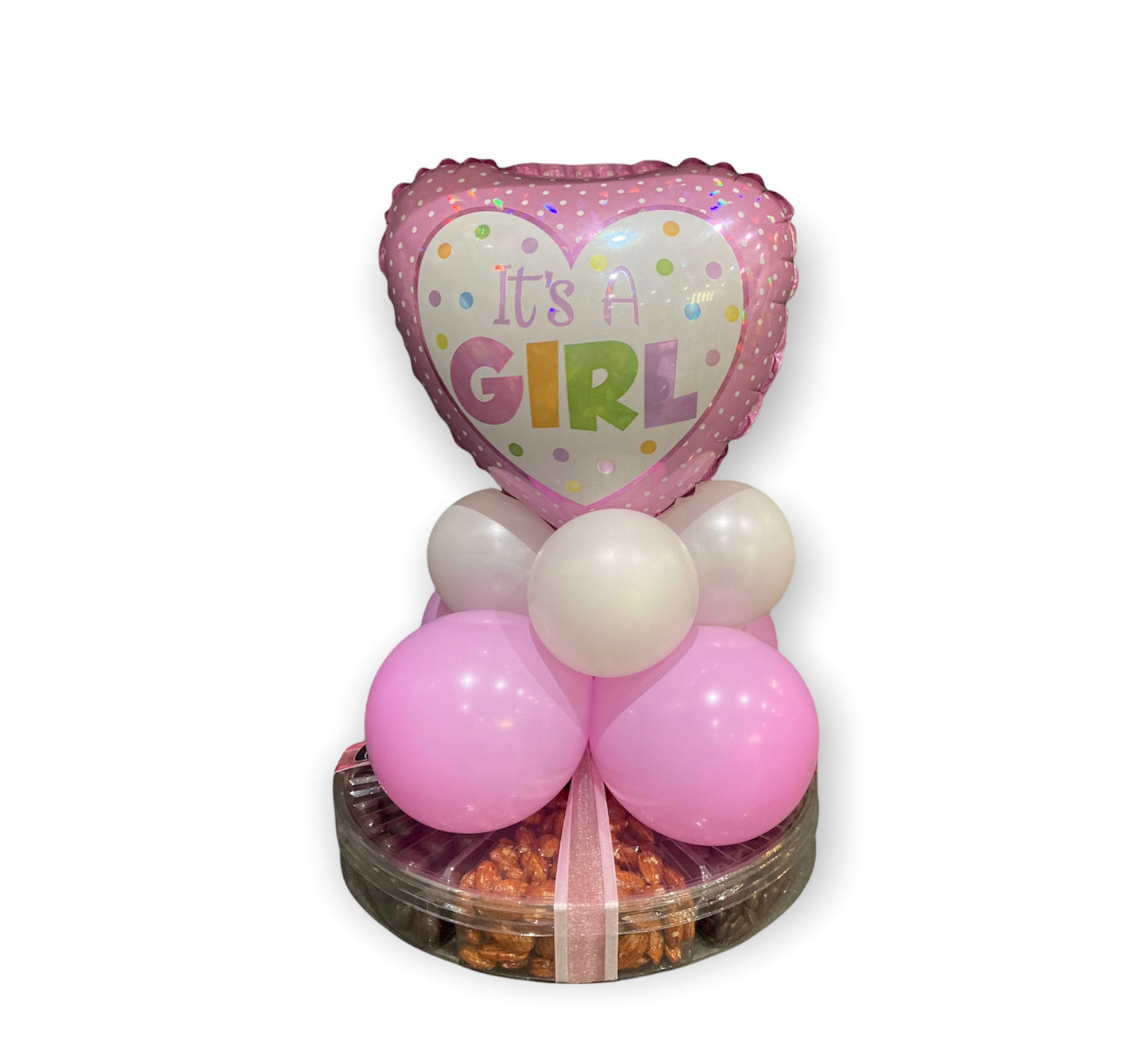 Sectional Sweet Platter with Baby Girl Balloon Topper