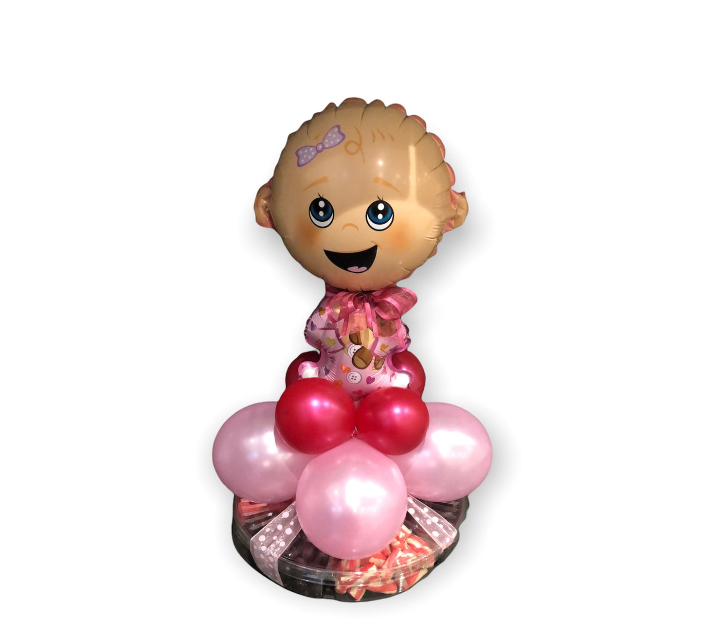 Sectional Sweet Platter with Baby Girl Balloon Topper