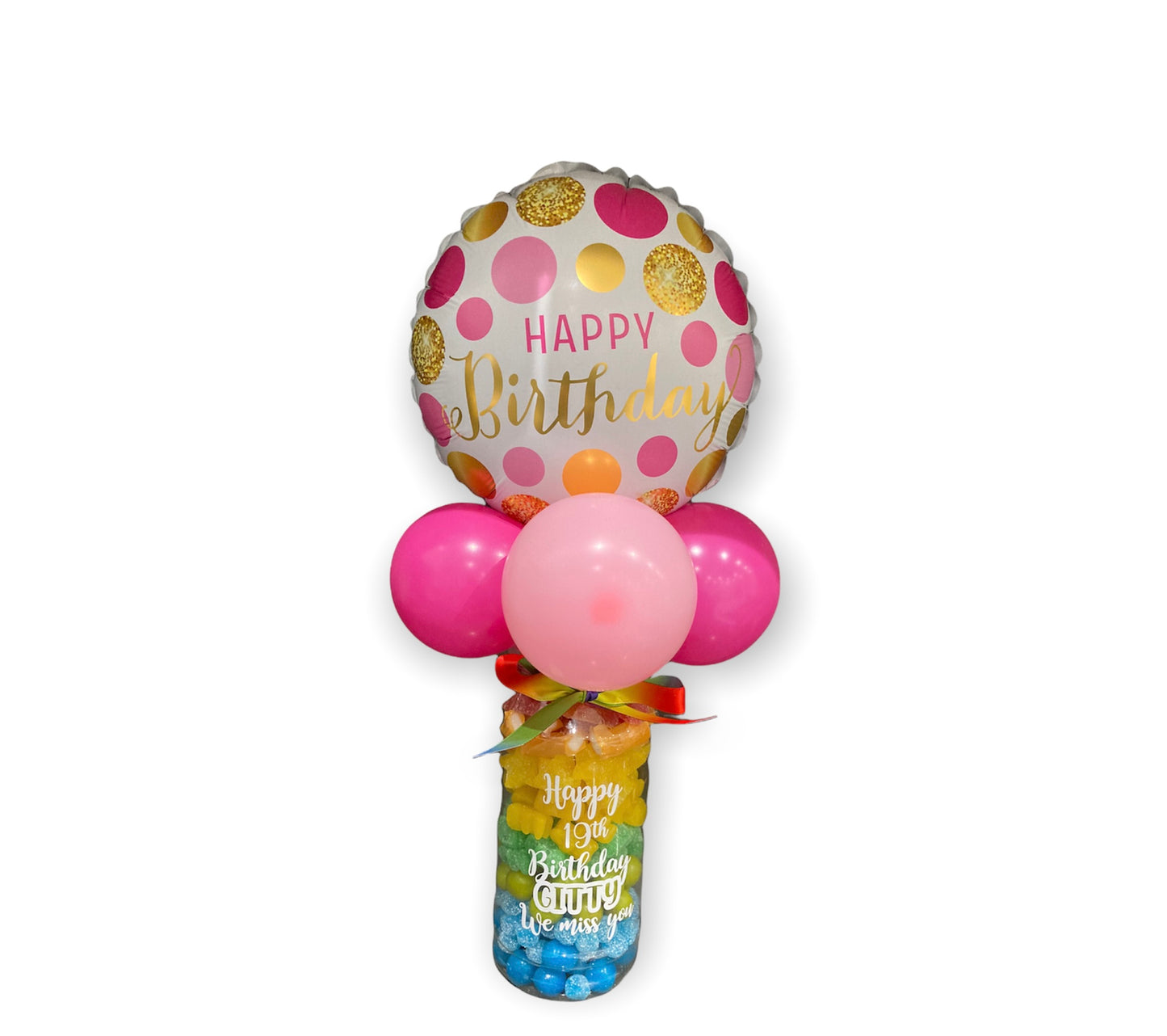 Personalised Sweet Jar with Birthday Balloon Topper